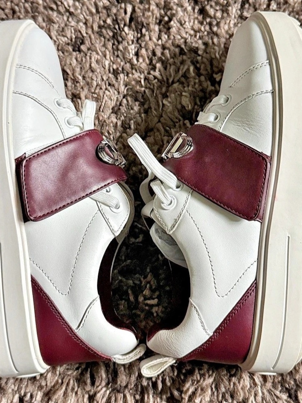 MICHAEL KORS Emmett Platform Sneaker Off-White & Burgundy Size 7 Women - Picture 2 of 14